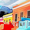 kleurrijke huizen in Bo Kaap Kaapstad mixed media van Werner Lehmann