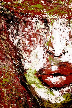 Rood/Groen Portret Paletmes schilderij van Dunja Paolo