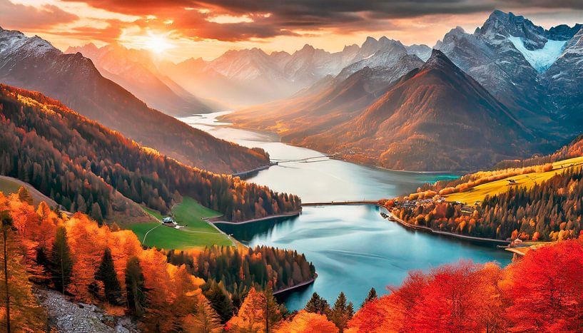 Sonnenuntergang mit Brücke von Mustafa Kurnaz