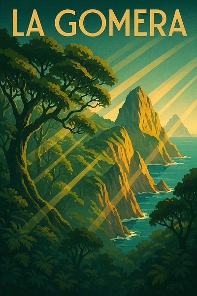 La Gomera Vintage Travel Poster - Art Deco Waldküste von Travel Shop