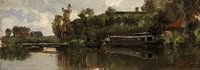 Carlos de Haes Bootslandschaft auf dem Fluss, Antike Landschaft von finemasterpiece Miniaturansicht