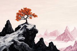 Arbre sur un sommet de montagne dans un paysage sur Art & Soul Creations
