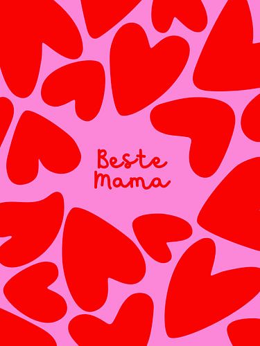 Beste Mama - Herzen rot/pink