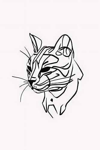 Dessin abstrait en noir et blanc d'un chat