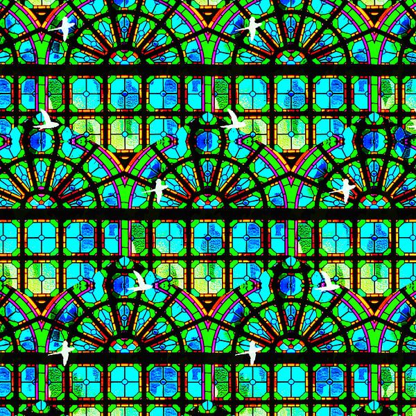 Popart stained glass window Lutheran Church Utrecht by Ruben van Gogh - smartphoneart