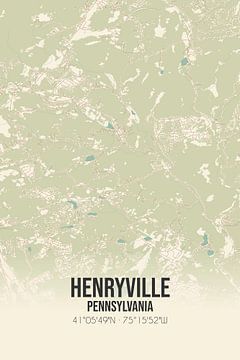 Carte ancienne de Henryville (Pennsylvanie), USA. sur Rezona