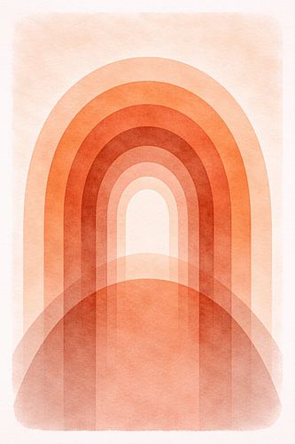 Minimalist Terracotta Rainbow Arch Wall Art – Modern Abstract Watercolor Print for Boho and Scandinavian Interior