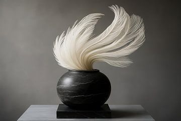 Vase rond avec plumes douces sur Art & Soul Creations