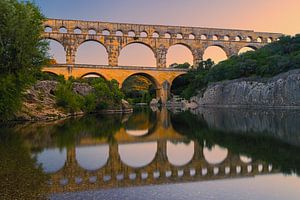Sonnenuntergang am Pont Du Gard, Frankreich