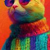 Kleurrijke kat met zonnebril van Imagine