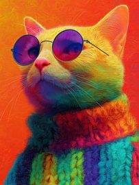 Bunte Katze mit Sonnenbrille