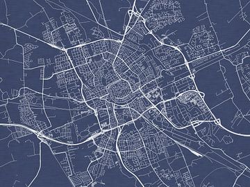 Kaart van Groningen in Royaal Blauw van Map Art Studio