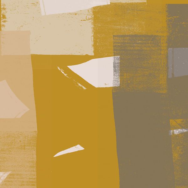 Peinture abstraite en ocre, blanc et gris III par Dina Dankers