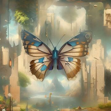 Vlinder in moderne game art stijl van Emiel de Lange