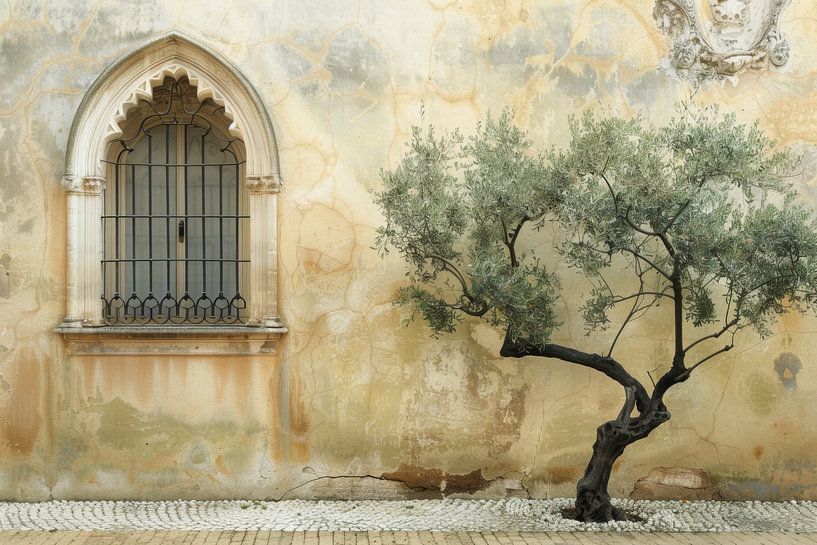 Olivenbaum vor historischer Architektur von Poster Art Shop