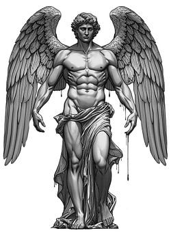 Der Sturz des Ikarus: Detaillierte grafische Gravur