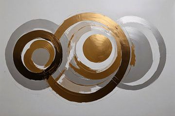 Cercles dorés et argentés modernes et minimalistes sur De Muurdecoratie