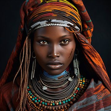 Portret: Afrikaanse Jonge Vrouw uit Stam van Surreal Media