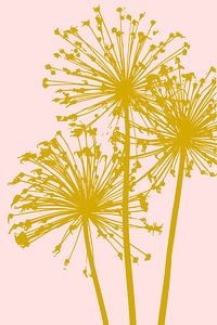 Blumen in Gold und Rosa