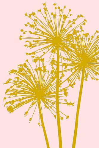 Blumen in Gold und Rosa von Caroline Drijber Guérain