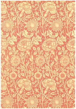 William Morris - Roze en roos ontwerp (voor behangpapier) van Peter Balan