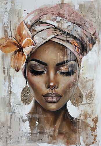 Modern en abstract portret in pastelkleuren