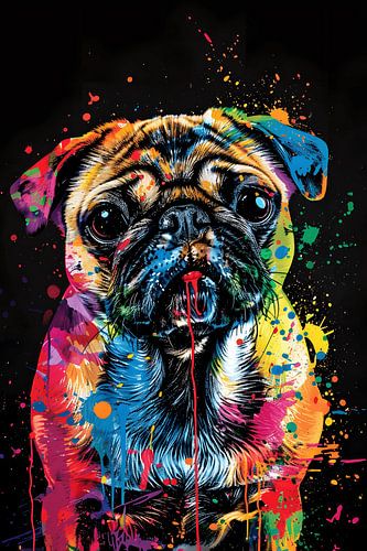 Mops-Hund mit Malerfürzen von MNS Designs