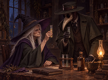 „Die Hexe und der Pestarzt“ bei Kerzenschein