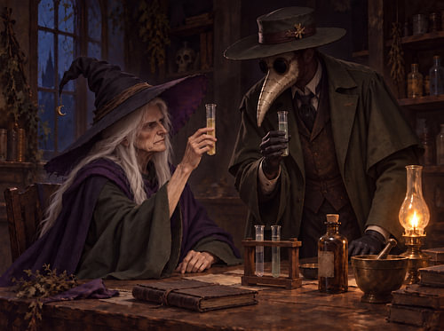 „Die Hexe und der Pestarzt“ bei Kerzenschein