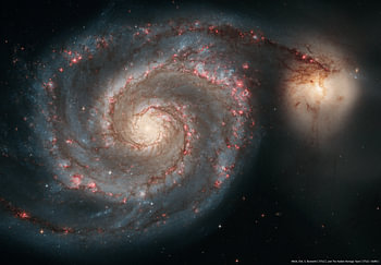The Whirlpool galaxy and companion | M51 | Hubble Space Telescope