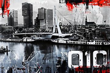 Rotterdam 010, stadsgezicht in collagestijl met graffiti van Studio Allee
