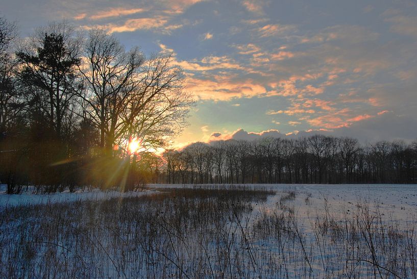 Winterse zonsondergang van M de Vos
