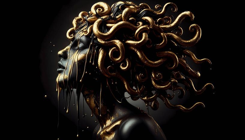 Méduse aux serpents d'or - l'art mythologique en or précieux par ButterflyPix