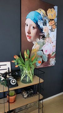 Klantfoto: Girl with the Pearl Earring - The Floral Edition I van Marja van den Hurk