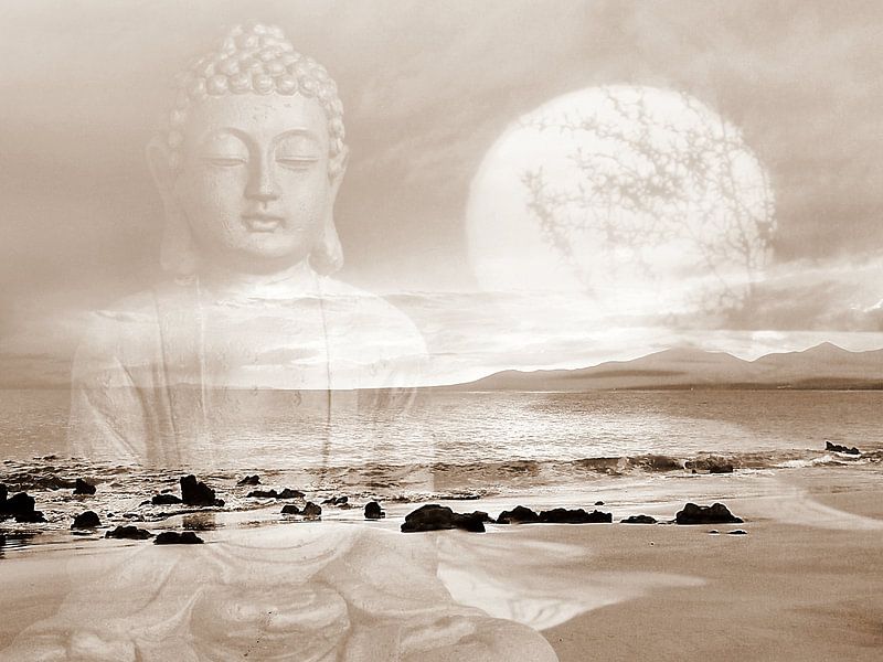 Frieden Buddha Lanzarote Strand von Renate Knapp