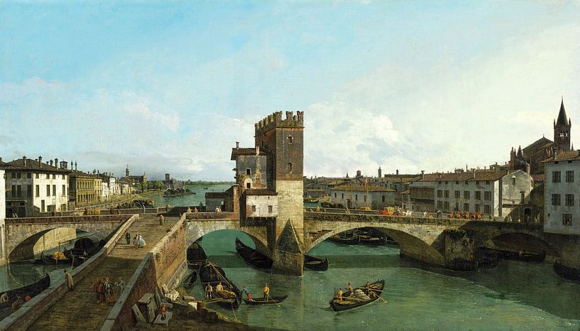 Bernardo Bellotto,View of Verona with the Ponte delle Navi by finemasterpiece