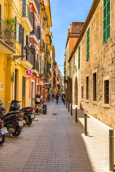Straat in de oude stad van het centrum in Palma de Majorca, Spanje van Alex Winter