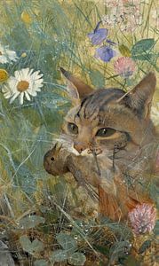 Bruno Liljefors. Eine Katze mit einem jungen Vogel im Mund