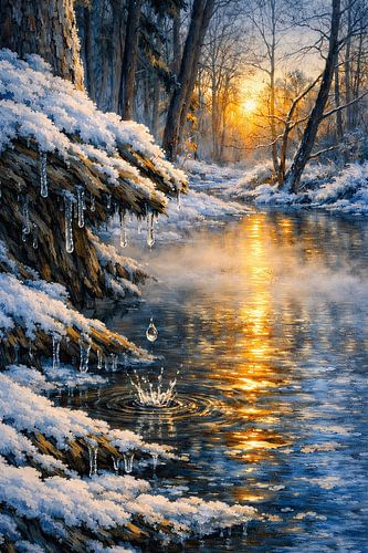 Sonnenaufgang am Fluss Hoëgne von Rob Boon