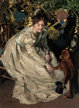 Claudio Castelucho,Femme dans un port avec un singe