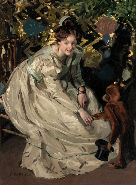 Claudio Castelucho,Vrouw in Arbor met Aap van finemasterpiece