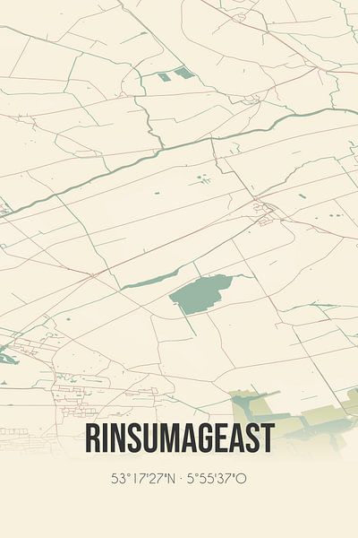 Vintage map of Rinsumageast (Fryslan) by Prints of Place
