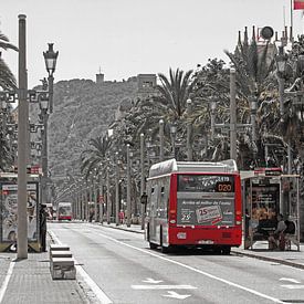 Barcelona's red hop-on hop-off bus by Irene Lommers