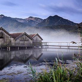 Boathouses at the Kochelsee by Michael Blankennagel