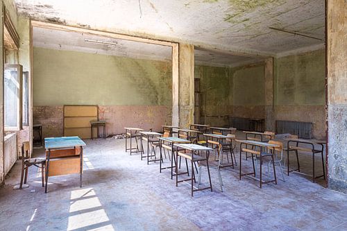 Salle de classe abandonnée.