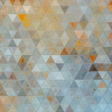 Mozaïek driehoek lichtblauw oranje #mosaic van JBJart Justyna Jaszke