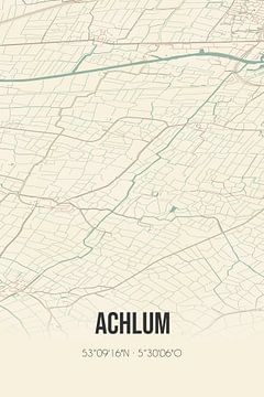 Vintage landkaart van Achlum (Fryslan) van MijnStadsPoster