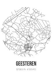 Geesteren (Gueldre) | Carte | Noir et blanc sur Affiches de lieux