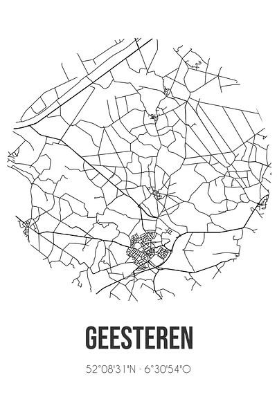 Geesteren (Gelderland) | Map | Black and white by Prints of Place