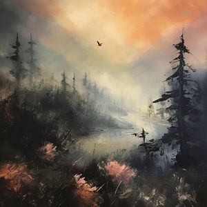 Mountain landscape in pastel